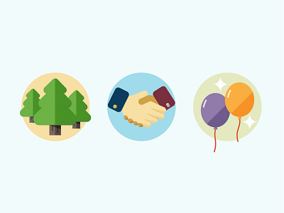 Flat Illustration color colorful flat handshake icon illustration party playful simple trees