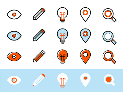 Icon Exploration eye flat icons lightbulb marker pencil search simple vector