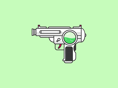 Ray Gun doodle flat future futuristic green icon illustration laser lineart raygun sci fi vector