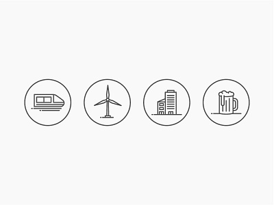 Misc. Icons beer building drink flat icons illustrations linework simple train vector windmill