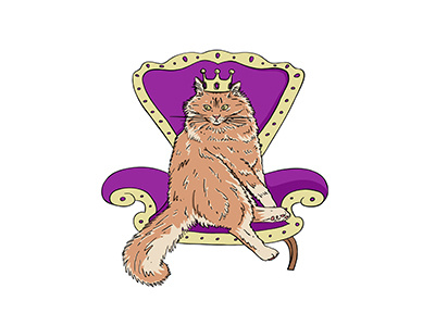 The Cat King cat crown king purple ruler throne