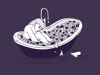 Bath bath bathroom foam girl grey heart lineart love purple