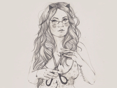 Dribbble 196 art blood cat dots elena greta aposto fashion glasses hair inspiration iscariotteh line linework paper pencil scissors selfportrait sketch sketchbook symbol