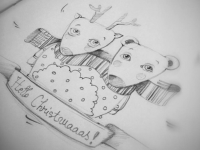 Dribbble206 christmas dots elena greta apostol hello illustration iscariotteh polar bear reindeer sketch stripes winter