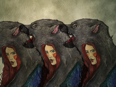 Dribbble 213 apostol elena greta illustration ink inspiration iscariotteh lamb linework redhead sheep watercolor wolf