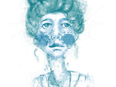 Dribbble 5 blue girl illustration portrait sketch