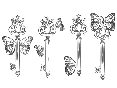 Dribbble 245 apostol baroque butterfly elena greta iscariotteh keys linework sketch vintage