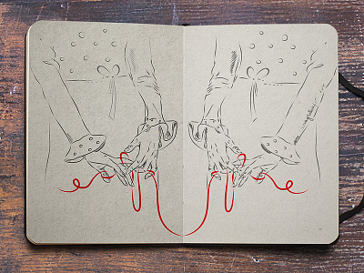 Dribbble 246 elena greta apostol hands illustration knot linework ribbon sketchobook