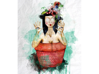 Dribbble28 blind eye flowers girl hands illustration iscariotteh watercolor