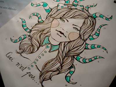 Dribbble 49 apostol elena greta girl illustration iscariotteh portrait selfportrait sketch tentacles