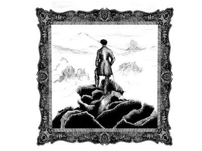 Dribbble92 apostol black body climb drama elena greta fog france illustration ink iscariotteh liberty man mountain pen sketch victorian wanderer white