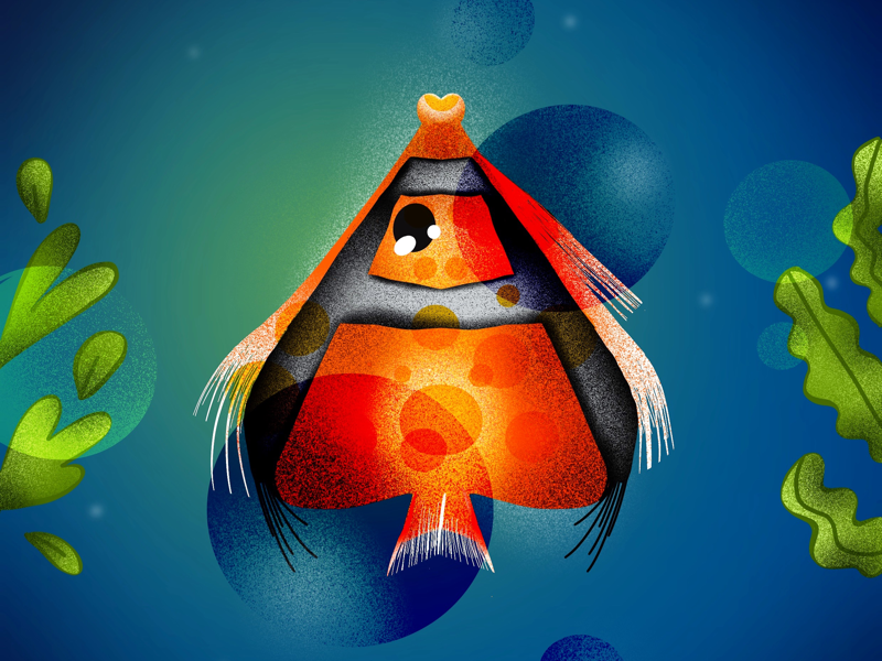 “A” is for Angel Fish stripes elena-greta procreate fish angel fish day1 a 36 days of type
