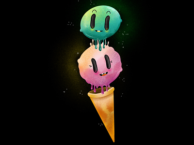 “I” is for Ice cream sticky love 36 days of type art day 9 elena greta ice cream illustration procreate