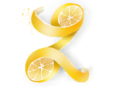 “L” is for Lemon twisted peel-off 36days of type elena greta l lemon peel off procreate yellow zest