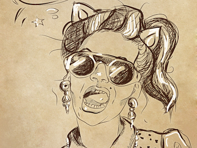 Dribbble 106 apostol cat elena-greta girl glasses illustration iscariotteh jewelry meow pin-up portrait pussy sepia sketch sun tattoo vintage