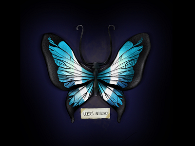 “U” is for Ulysses Butterfly 36days of type art blue butterfly design elena greta illustration procreate u ulysses butterfly