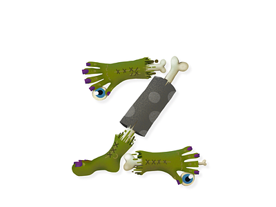 “Z” is for Zombie 36days of type art bones day 26 design elena greta eyes hand leg procreate z zombie