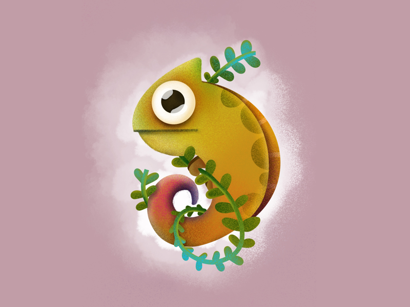 Nine Chameleon colors typography type 9 nine elena-greta ipad pro art procreate digital art illustration design ivy plant tangled animal cute reptile chameleon 36 days of type day 35