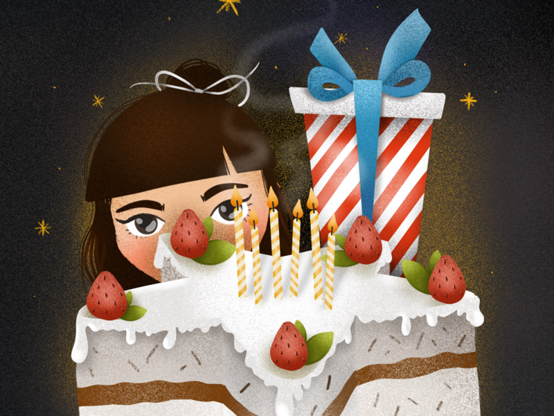 Wish ipad pro art procreate illustration design art elena-greta little girl birthday cake birthday wish day 2 childhoodweek2019 childhoodweek