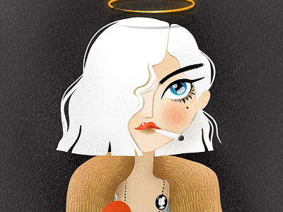 Ms. Roxie Hart character chicago digital art elena greta apostol illustration ms. roxie hart musical portrait procreate white hair