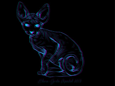 Dribbble 174 apostol blue cat elena greta hairless iscariotteh linework purple sphynx