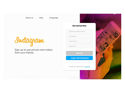 Instagram New Concept animated animation clean creative creative design design interaction interaction design interface landing design landing page design landingpage minimal ui ux web animation