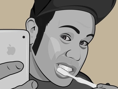Selfie dork faces illustration illustrator mirror toothbrush vector