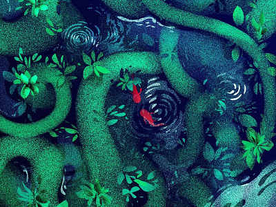 Pond art branding design digitalpainting fish green illustration lake love photoshop pond