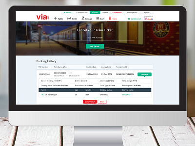 Train Cancelleation cancellation page train cancellation train ticket
