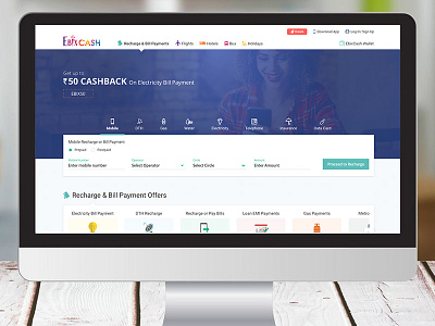 Ebix Cash Website payment page recharge page website