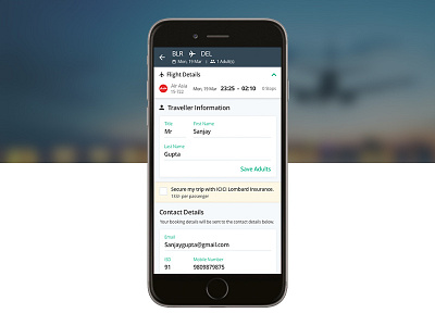 Flight Traveller Details Page app design traveller details traveller details page ux design