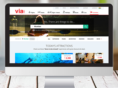 Via Activities activities page uiux design website