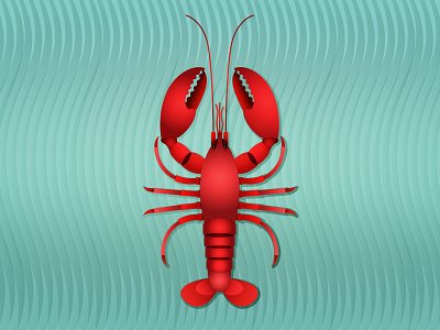 The world is your Lobster adobeillustator crustacean digitalart digitalillustration illustration lobster prawn red sea seaanimals summer teal waves