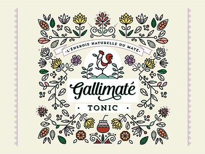 Gallimaté - Tonic || Label Design brand brand design brand identity floral folk art folkart identity design illustration label label packaging labeldesign line art lineart monoline packaging packagingdesign pattern pattern design tonic yerba mate