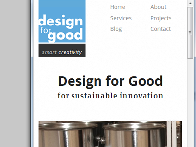 Design for Good - Frontpage Mobile customized theme responsive rwd web design wordpress