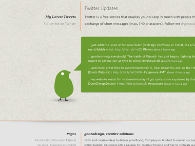 gonzographic: Twitter Feed birdie feed gonzographic redesign twitter api