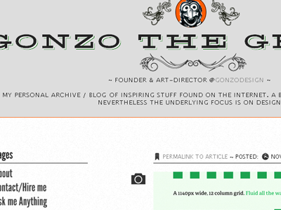 Gonzo the Great - Header css3 cufon font face gonzo the great header tumblr