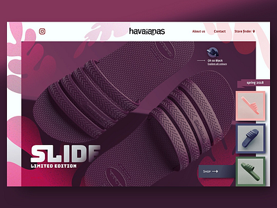 Landing page for Havaianas Slide - Oh So Black. 3d design brand dailyui footwear landing page shop. ui web design