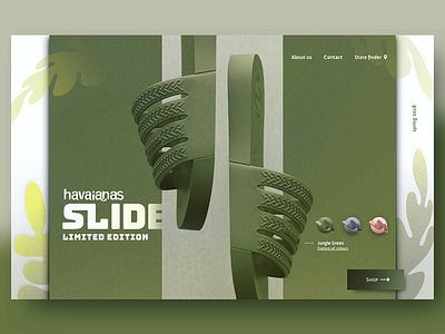 Landing page for Havaianas Slide - "Jungle Green".