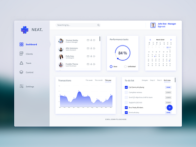 Light Dashboard admin blue chart dashboard julien overview performance reysset ui ux webdesign