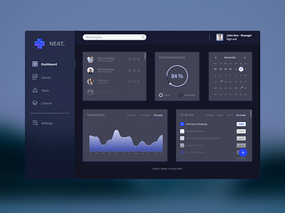 Dark Dashboard admin blue creativity design julien reysset ui ux webdesign