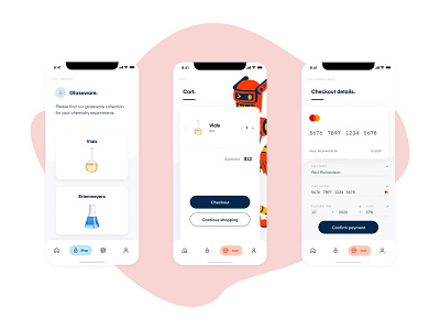 Chemistry Equipement Online Shop - Mobile UI website II art direction checkout chemistry design digital design graphic design illustration mobile mobile ui online payment science shop shopping cart ui user experience user interface ux web design website