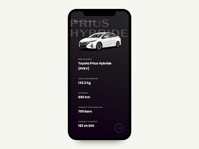 Toyota Prius Hybride | Technical Specifications Layout black car clean concept digital design ev grid hybrid vehicle layout minimal mobile toyota typography ui ux whitespace