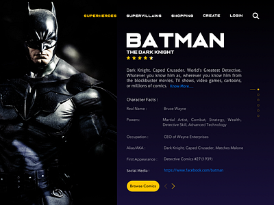 ComicHub balck batman comics dark darkknight dc design superhero typography ui ux
