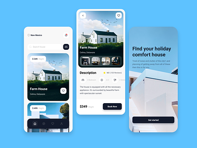 Holiday Get Away App book booking farm holiday hotel house mobile app rent ui ux