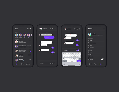 Chatting Mobile App chat chatting chatting app clean clean ui dark mode messenger minimalistic design mobile app night mode ui ux