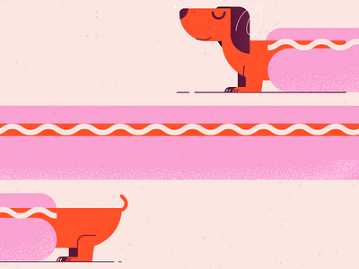 Hot Dog art artwork design dog dog illustration doggy illustration orange pink vector