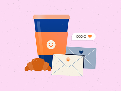 XOXO❤ blue coffee design drink flat food illustration letters love orange quarantine vector