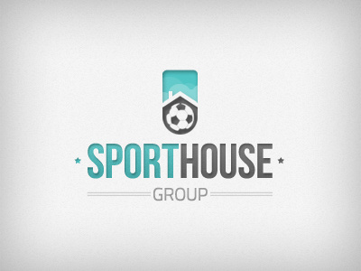 Logo Sporthouse group aqua grey house letterpress logo soccer sport