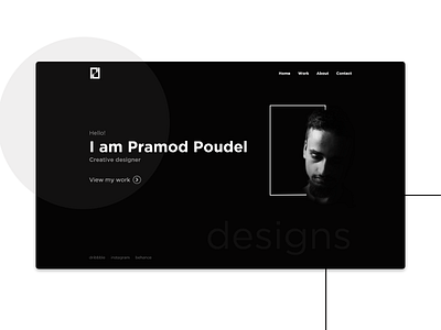 Black And White Landing Page Design - Personal Portfolio